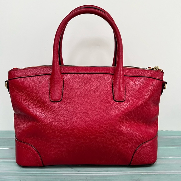 Ralph Lauren Red Leather Satchel With Crossbody Strap - Picture 4 of 14